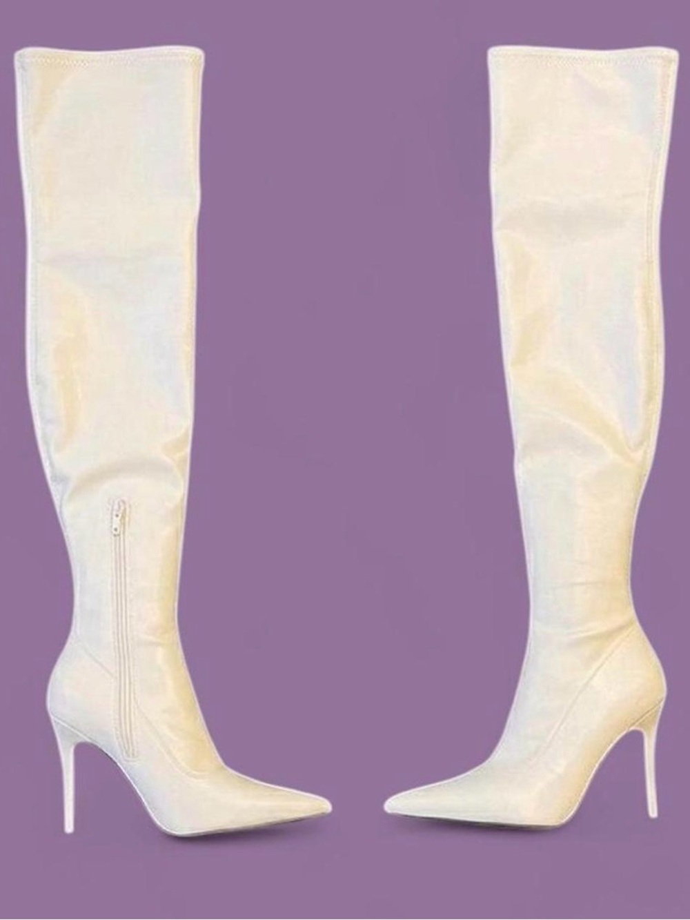 Trickz n Treatz X Dolls Kill - THIGH HIGH STRETCH BOOTS - WHITE